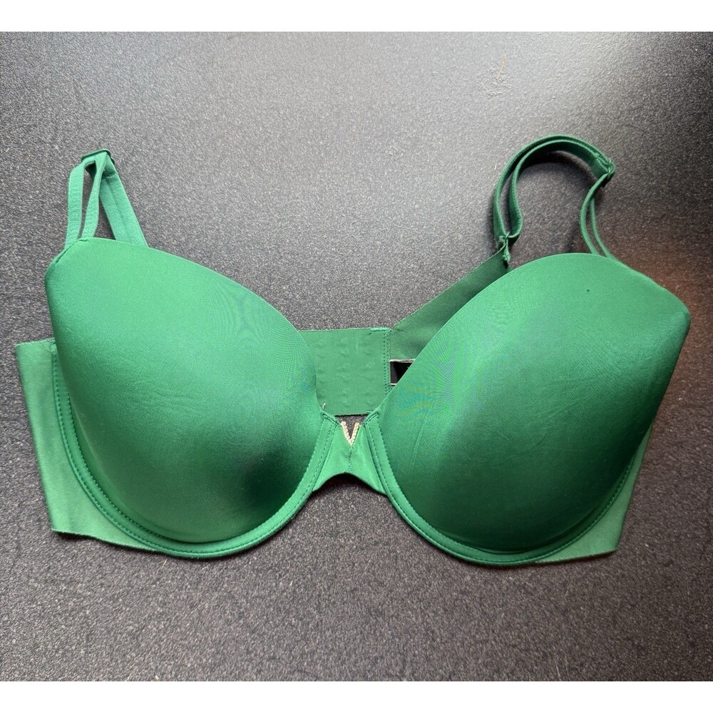 Victoria’s Secret Very Sexy Lined Demi Bra 36DD Green Rhinestone V Glam